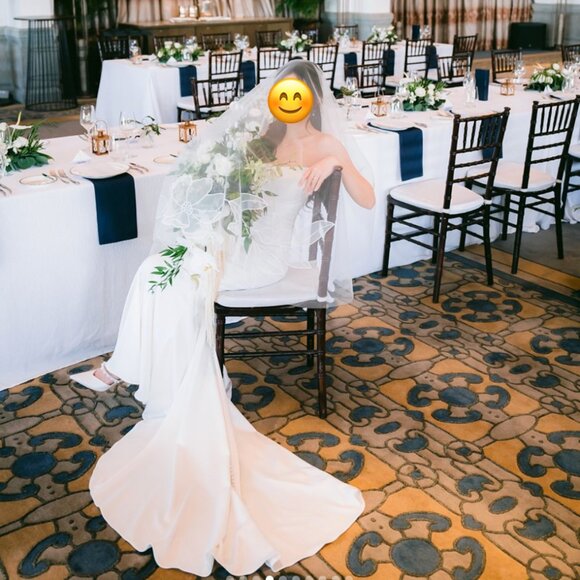 Tara Bridal Kaitie Fingertip Length Light Ivory Organza Embroidery Floral Veil - Picture 7 of 7